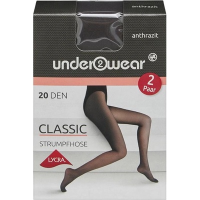under2wear Punčochové kalhoty 2pack antracit 20 DEN 2 ks