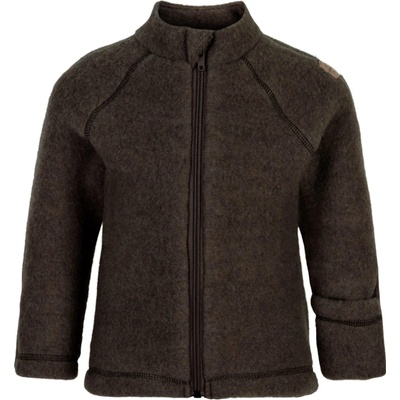 Mikk-Line mikina na zip pro děti merino-fleece Dark Brown Melange