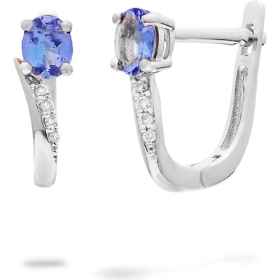 Blink-Blink zaujímavé diamantové náušnice z bieleho zlata s Tanzanitom 3362BTG