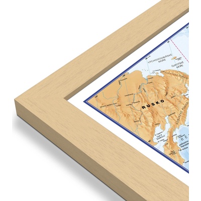 Excart Maps Svět - nástěnná politická mapa 195 x 120 cm (ČESKY) Varianta: mapa v dřevěném rámu, Provedení: Pegi přírodní