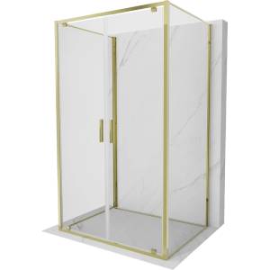 Mexen Exo-BR Duo 3S душ кабина 3-стенна с отваряне 90 x 100 см, прозрачна, златна (8182-090-100-50-00-3S)