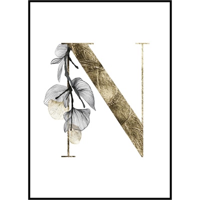 Jen tak z lásky Plakát První písmeno jména - zlatá Rozměr plakátu: 40 x 50 cm, Materiál plakátu: 200 g papír, Pozadí: Bílá, Písmeno: N