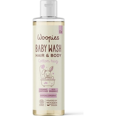 Wooden Spoon Woopies Dětský organický sprchový gel a šampon na vlasy 2v1 Cotton Hug 200 ml
