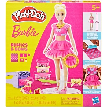 Hasbro Play-Doh Plastelína Bábika Barbie Fashionista Falbanki Kokardky G1361