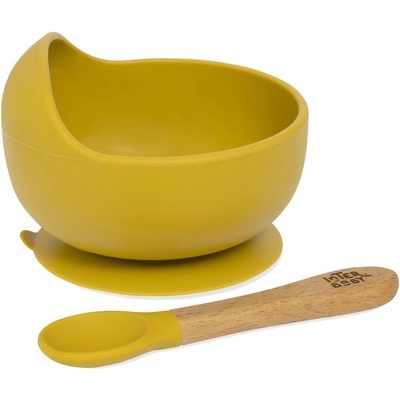 Interbaby Силиконова купа Interbaby - С вакуум и лъжичка, горчица (SI001-75)