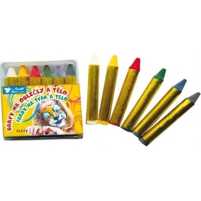 Farby na tvár a telo 6 ks v sáčku 6 x 7cm karneval