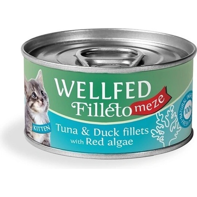 WELLFED Гурме за подрастващи котенца Wellfed Filleto Meze Kitten Tuna & Duck, 70 гр