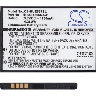 Cameron Sino Li-Ion батерия 3.7V/1150mAh, съвместима с Huawei HB434666RAW, BLACK CS-HUE557SL (CS-HUE557SL)