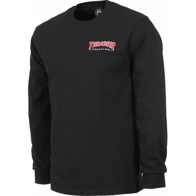 Thrasher tričko Embroidered Outlined LS Black