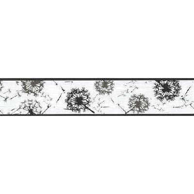 IMPOL TRADE D 58-041-2 Samolepící bordura pampelišky šedo-černé, rozměr 5 m x 5,8 cm