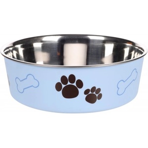 Flamingo Feeding and drinking bowl Kena Round Light blue Silver - иноксова купа за вода или храна - СИНЯ, размер Ø23 см / 2200 мл, Белгия - 1030937