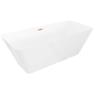 Mexen Velo Slim свободностояща вана 170 x 75 см, бяла, преливна четкана мед - 52811707500-65 (52811707500-65)
