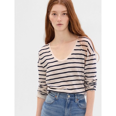 GAP 509173 01 Pruhované tričko organic biela