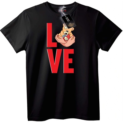 NOONEBRAND Тениска с обичащо плюшено мече - 2XL, Black