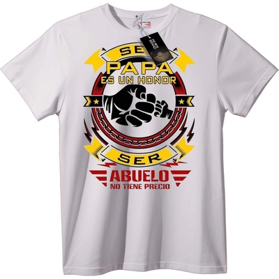 NOONEBRAND Тениска Чест е да си баща, дядото е безценен - 2XL, White
