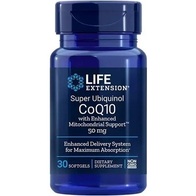 Life Extension Super Ubiquinol CoQ10 with Enhanced Mitochondrial Support, коензим Q10, 50 mg, 30 софтгел капсули