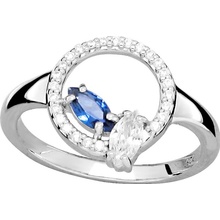 Silver Cat Stříbrný prsten se zirkony a syntetickým safírem Colored stones SC628