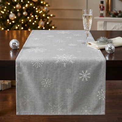 MyBestHome ZET Vánoční běhoun SNOWFLAKE světle šedá 40x140 cm