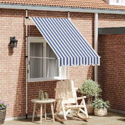 Greatstore Ručně zatahovací markýza 150 cm modro-bílé pruhy