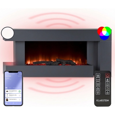 Klarstein Studio Light & Fire 2 Smart elektrický krb 1000/2000 W, MDF, WiFi Control Krémová