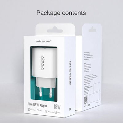 Nillkin Захранване за ел. мрежа с USB-C изход с технология за бързо зареждане - Nillkin Bijou 18W PD USB Travel Charger (бял) (2449864)