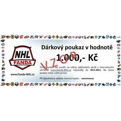 Darčeková poukážka - voucher Fanda-NHL.sk Hodnota: 200 EUR