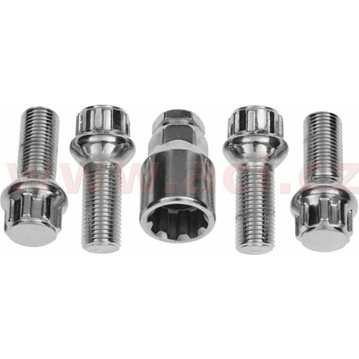 bezpečnostní šroub kola, závit M14x1.5, kulové sedlo, délka závitu 27 mm (sada 4 ks)