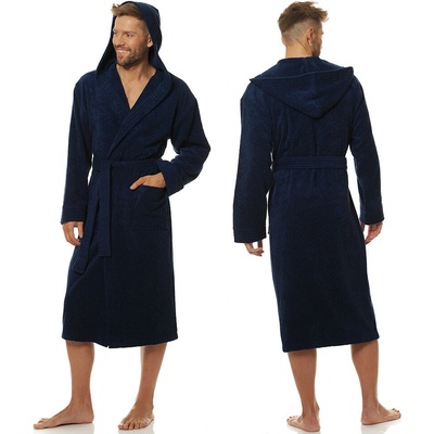 L&L pánský froté župan dlouhý s kapucí 2104 FALCO modrá – Zboží Dáma
