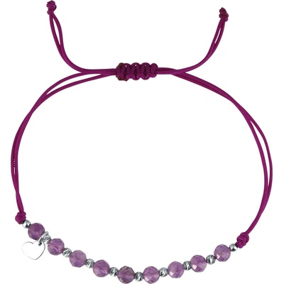 Pavona textilní náramek fialový s korálky z amethystu 13059.3 amethyst