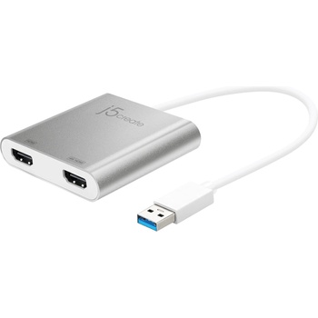 j5create Адаптер j5create - JUA365, USB-A/2x HDMI, сребрист (JUA365)