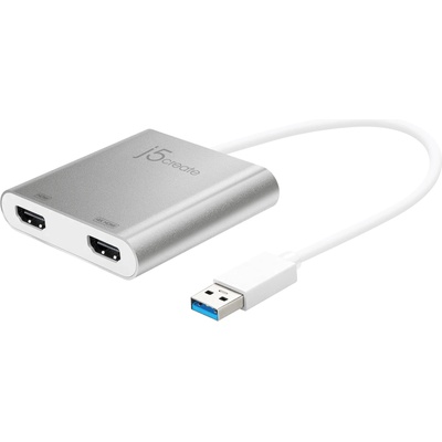 j5create Адаптер j5create - JUA365, USB-A/2x HDMI, сребрист (JUA365)