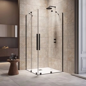 Radaway Квадратна душ кабина с плъзгащи врати Radaway Furo KDD, 90x90 см, профил черен мат (10105090-54-01L+10105090-54-01R)