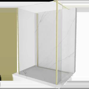 Mexen Kioto душ кабина за стена Walk-in 140 x 75 x 30 cm, прозрачна, злато четкано - 800-140-075-221-55-00-030 (800-140-075-221-55-00-030)