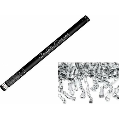 Konfety 40 cm STRIEBORNÉ STUŽKY HOBLINKY- METALICKÉ Silvester