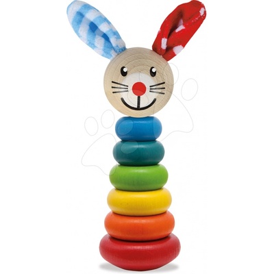 Eichhorn dřevěný zajíček Stacking Rabbit Baby výška 18 cm stohovatelný s plyšovými oušky