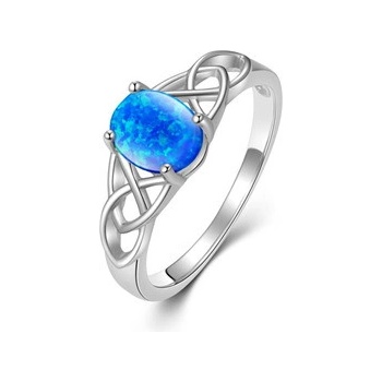 Nubis Stříbrný prsten s modrým opálem 908 O05