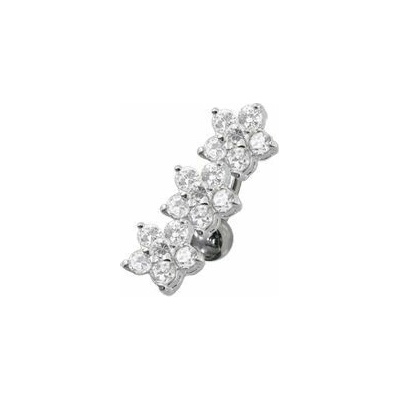 S4U Stříbrný piercing do pupíku se štítem kytičky (čirá) BP01171-C