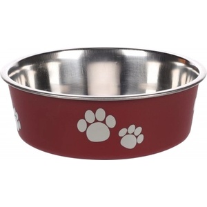 Flamingo Feeding and drinking bowl Kena Round Bordeaux Silver - иноксова купа за вода или храна - БОРДО, размер Ø14 см / 450 мл, Белгия - 1030939