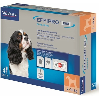 Virbac Effipre DUO Dog S (2-10kg) 67/20 mg 4x0,67ml