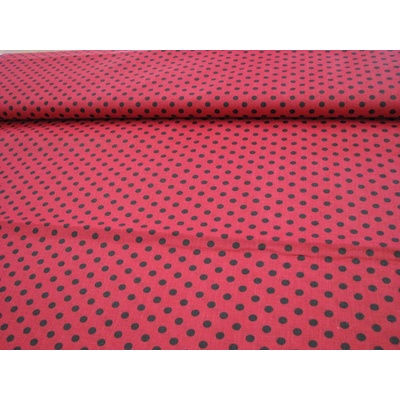 Bodka čierna na červenom podklade š.140cm