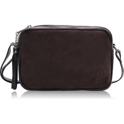 Paolo Peruzzi Tmavě hnědá dámská kožená crossbody kabelka Cynthia