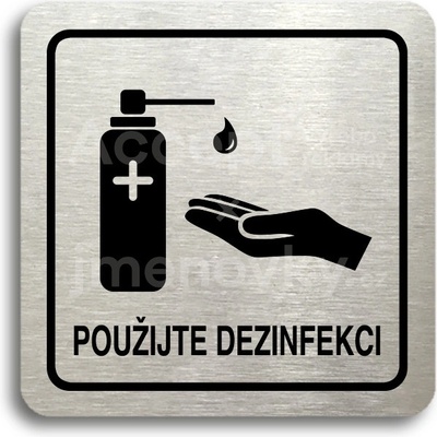 ACCEPT Piktogram použijte dezinfekci II - stříbrná tabulka - černý tisk