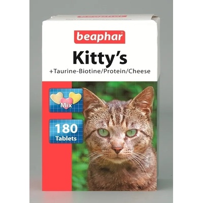 Beaphar Kittys Taurine Biotine Protein Cheese - витаминно лакомство с таурин, биотин, протеини и сирене 180 таблетки