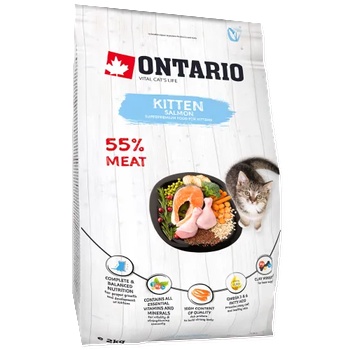Image 1 of ONTARIO KITTEN SALMON cat food - суха храна за подрастващи котенца от 1 до 12 месеца със сьомга 2 кг, Чехия 213-10075