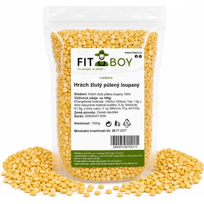 Fitboy Hrách žlutý půlený loupaný 1 kg