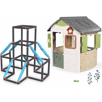 Smoby Set domček a 3 poschodová preliezačka Tower Kraxxl Life Jura Lodge rozšíriteľný s kŕmidlom pre vtáčiky