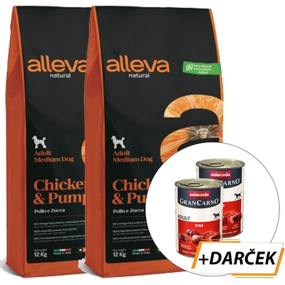 Alleva Natural Adult Medium Chicken and Pumpkin 2 x 12 kg