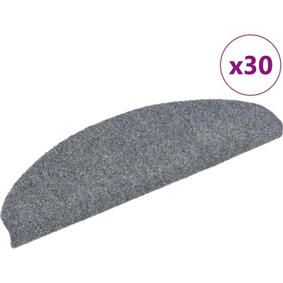 vidaXL Schodové rohože samolepicí 30 ks 65 x 21 x 4 cm světle šedé, půlkulaté, velké