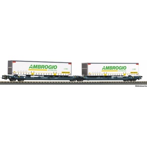 Piko Товарен вагон платформа T3000e Cemat с 2 ремаркета Ambrogio VI (24635)