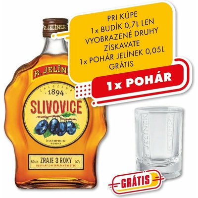 Rudolf Jelínek Slivovica zlatá budík 50% 0,7 l (čistá fľaša)